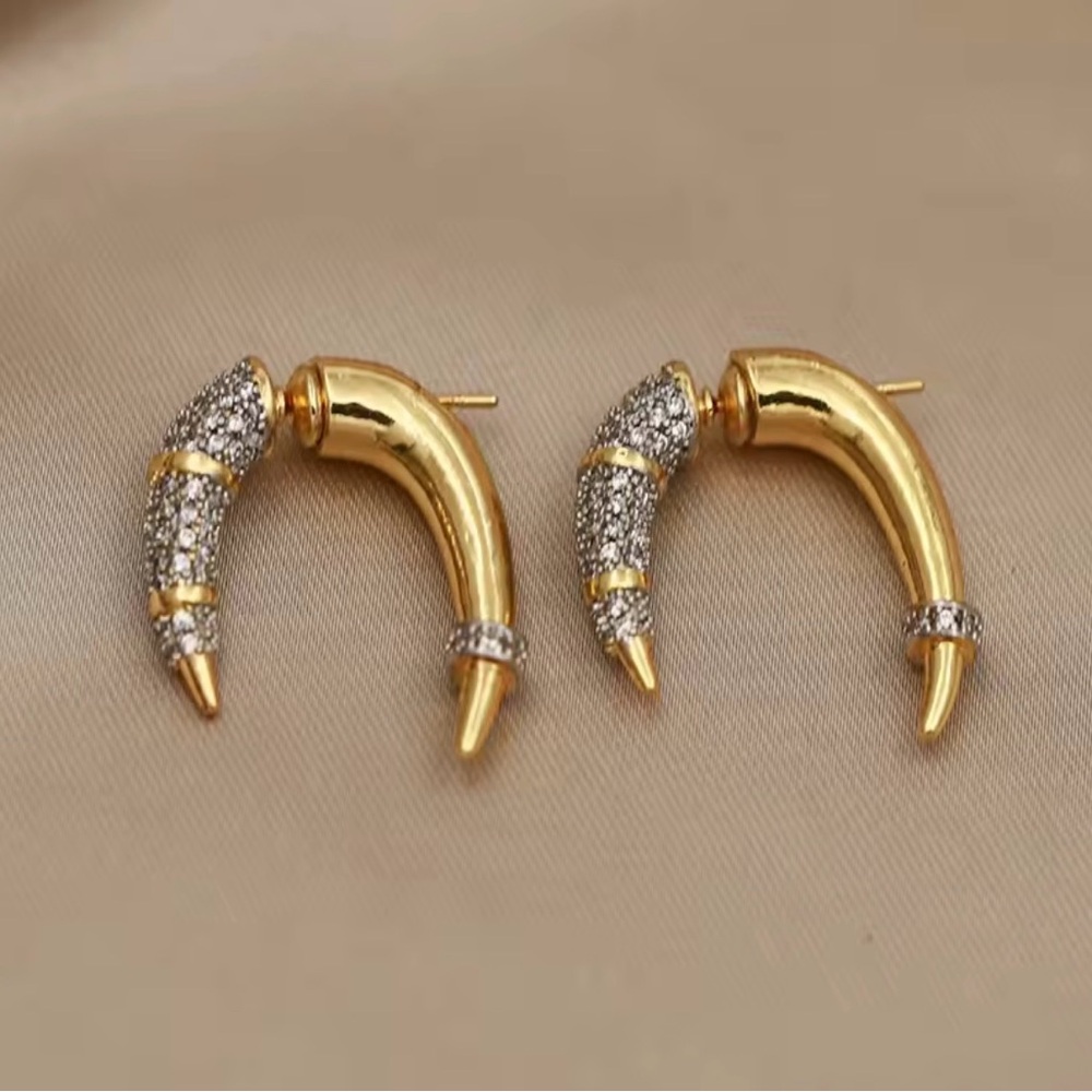 UNIQUE Front Back Earrings Raptor Claw Talon Horn Mixed Metals 2 Two Tone AU18